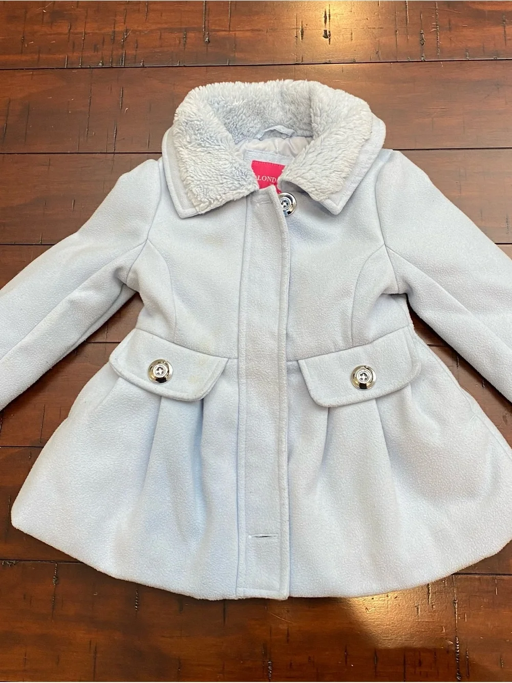 London Fog Toddler Girls Flared Peacoat Winter Jacket Light Blue 2T